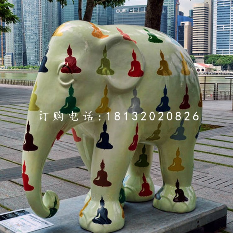 玻璃鋼彩繪大象，商場(chǎng)美陳雕塑 (1)1