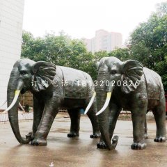 大象雕塑，玻璃鋼仿銅動物雕塑