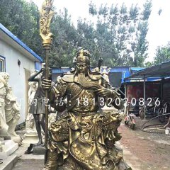 坐式銅關公，鑄銅關公雕塑