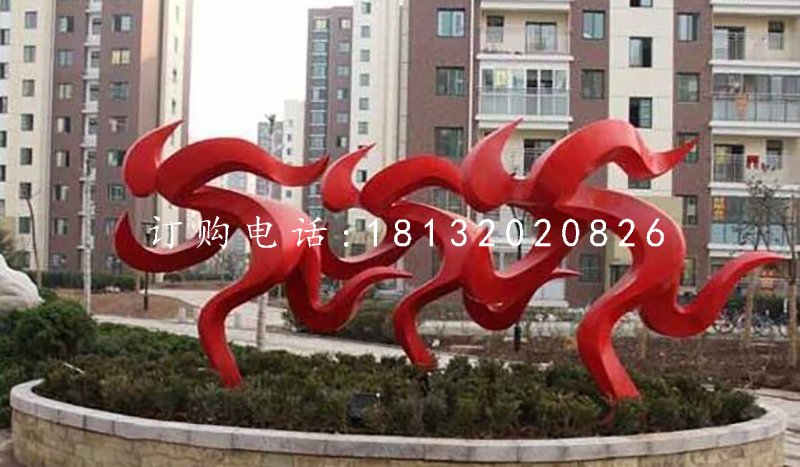 跑步雕塑，不銹鋼抽象人物