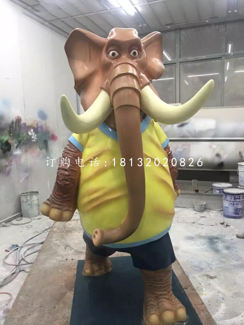 玻璃鋼大象，卡通大象雕塑