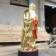 玻璃鋼孔子雕塑，貼金孔子雕塑
