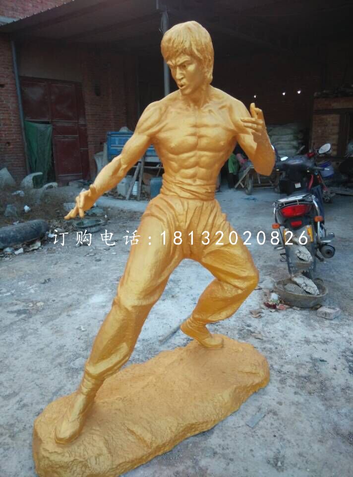 功夫明星李小龍雕塑，玻璃鋼人物