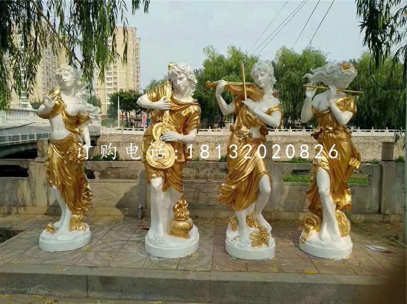 吹拉彈唱雕塑，玻璃鋼西方美女雕塑