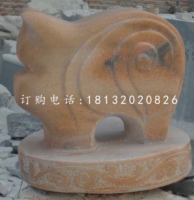 十二生肖石雕，晚霞紅抽象動(dòng)物 (3)