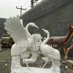 仙鶴石雕，公園大理石仙鶴