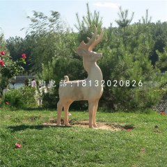 小鹿石雕，晚霞紅動(dòng)物雕塑