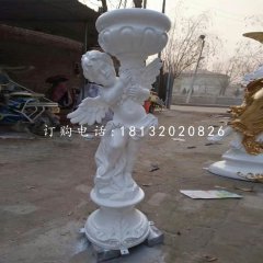 小天使花盆雕塑，玻璃景觀雕塑