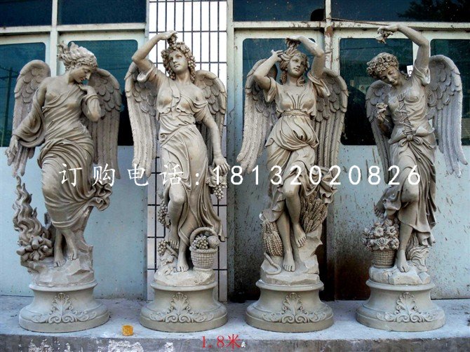 玻璃鋼仿銅天使雕塑，西方人物雕塑