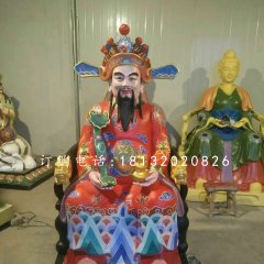 彩繪神仙雕塑，玻璃鋼財(cái)神雕塑