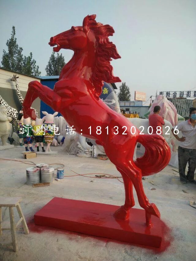 玻璃鋼立馬雕塑,噴漆動物雕塑