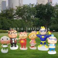 豬豬俠雕塑，玻璃鋼卡通擺件