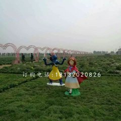 小紅帽與狼外婆雕塑，玻璃鋼卡通雕塑