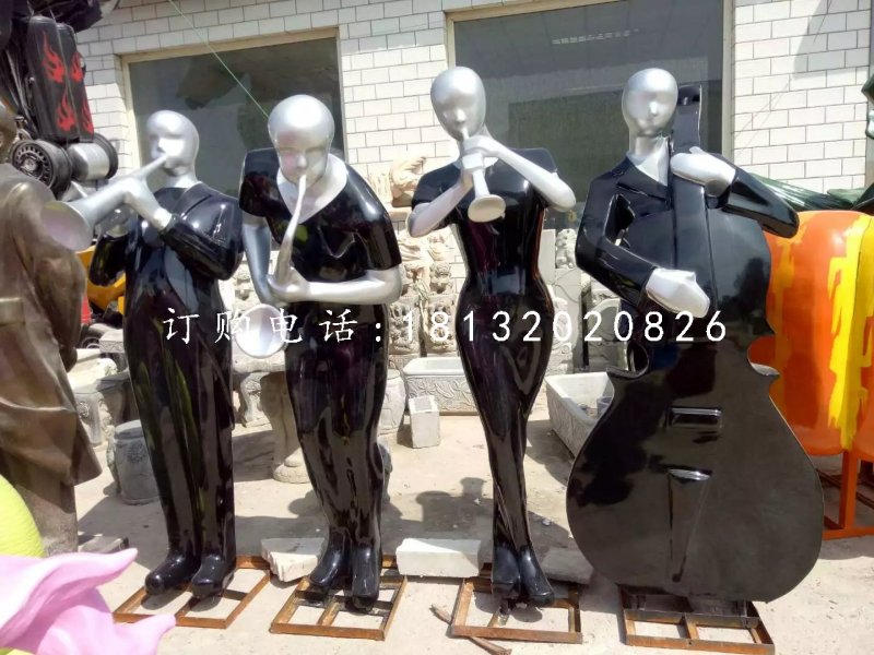 吹奏雕塑，玻璃鋼抽象人物
