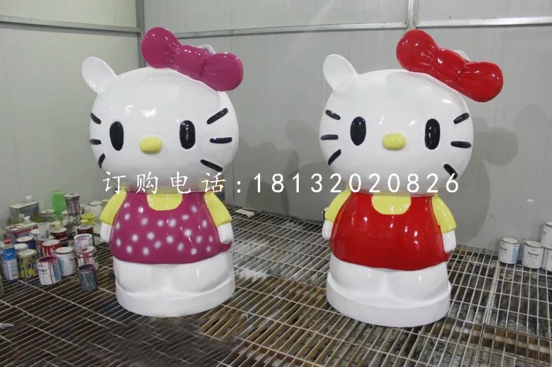 玻璃鋼hello kitty雕塑，卡通雕塑