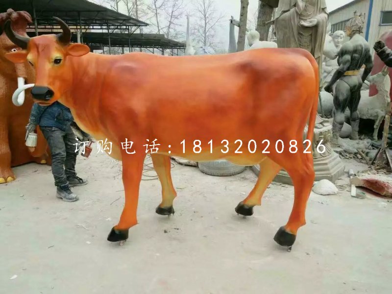 玻璃鋼黃牛，動(dòng)物雕塑