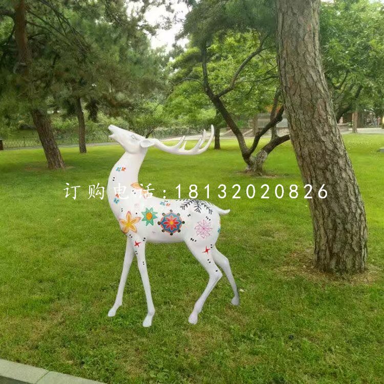 彩繪小鹿雕塑，玻璃鋼動物擺件 (4)
