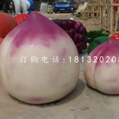 玻璃桃子雕塑，仿真水果