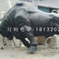 玻璃鋼拓荒牛雕塑，仿銅動物雕塑