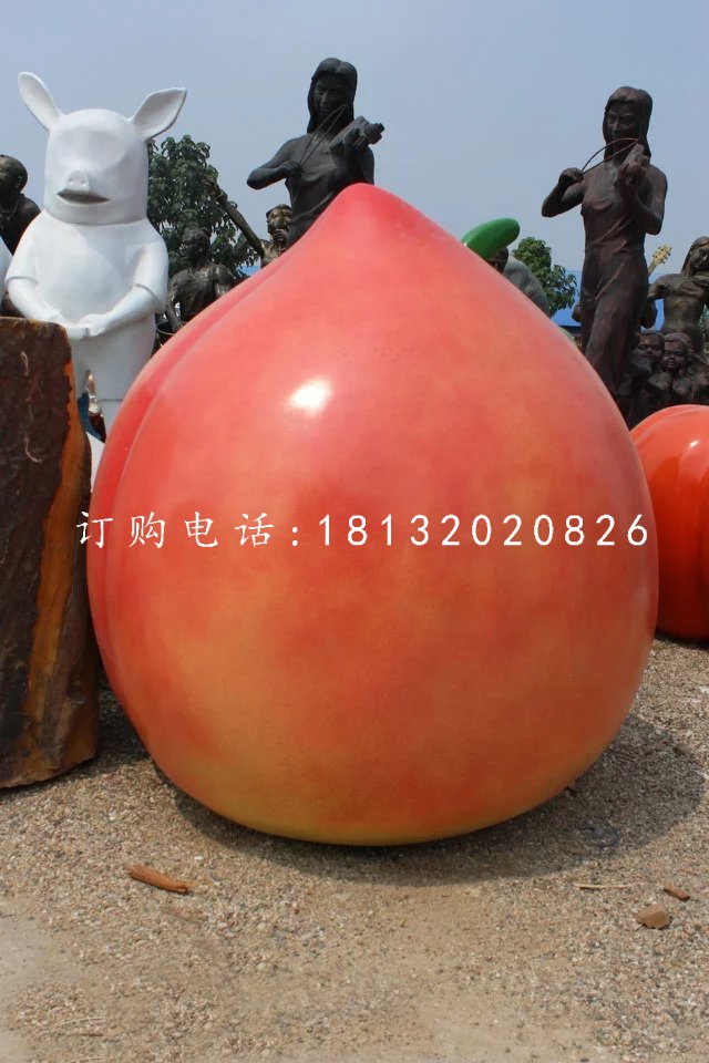 玻璃鋼桃子雕塑,仿真水果雕塑