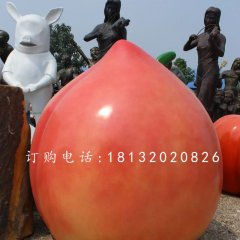 玻璃鋼桃子雕塑，仿真水果雕塑