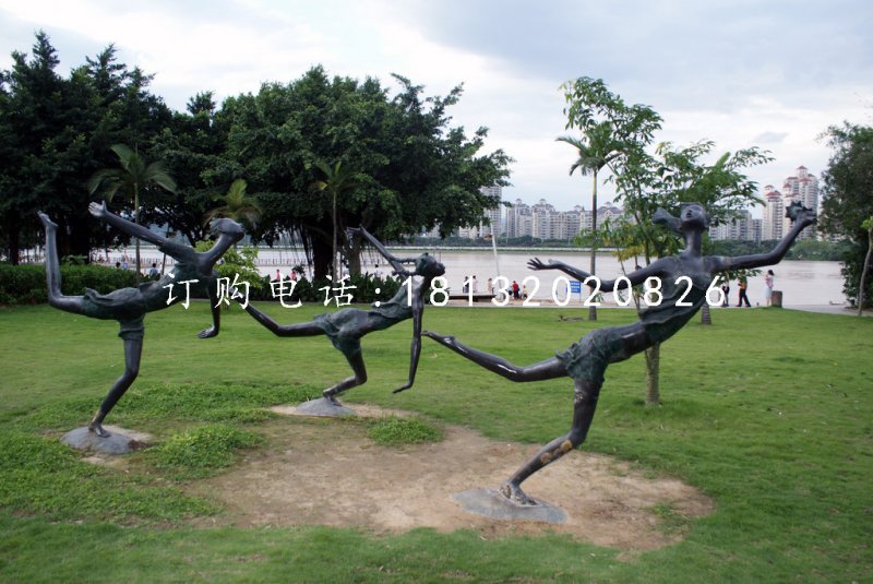 奔跑的小女孩銅雕，公園景觀銅雕