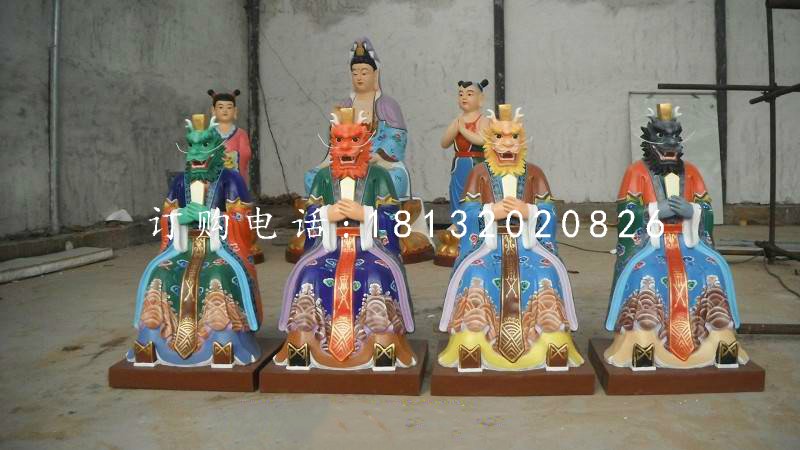 四海龍王雕塑，玻璃鋼彩繪神仙雕塑