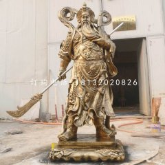 提刀關(guān)公雕塑，玻璃鋼仿銅雕塑