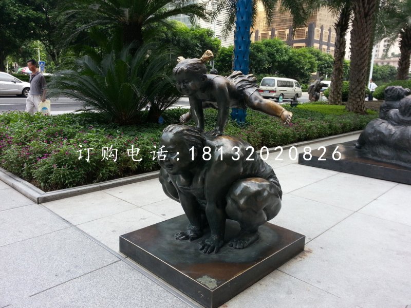 跳山羊銅雕，小區(qū)景觀銅雕