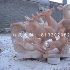 跳躍的小鹿，晚霞紅動(dòng)物雕塑
