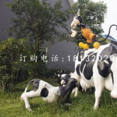 玻璃鋼奶牛雕塑，公園動物雕塑