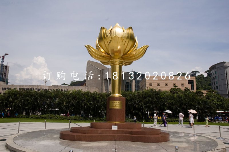 不銹鋼紫荊花雕塑，廣場雕塑