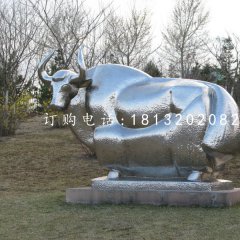 牦牛雕塑，不銹鋼動物雕塑