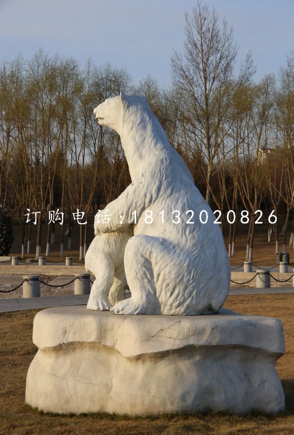 母子北極熊雕塑，玻璃鋼動物雕塑