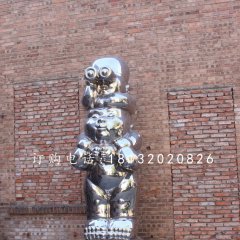 不銹鋼小孩雕塑，小品雕塑