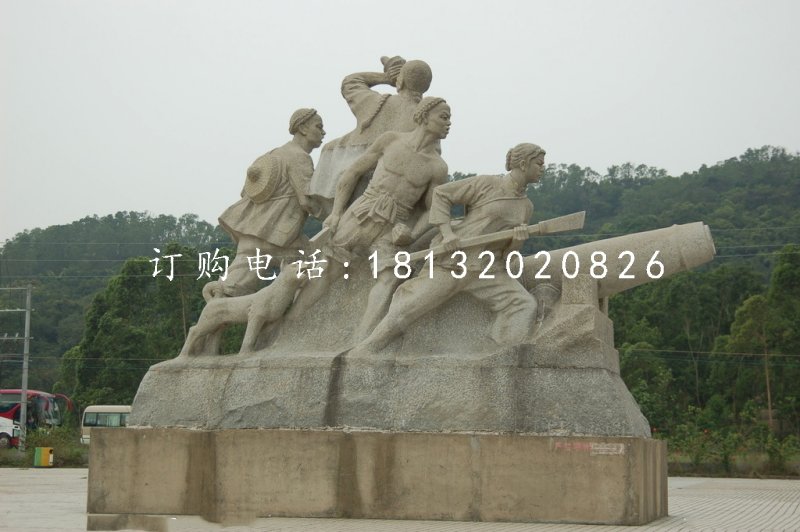 清朝人抗擊倭寇石雕，廣場(chǎng)紀(jì)念石雕