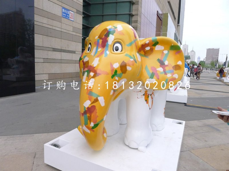 卡通動物擺件，玻璃鋼彩繪小象 (2)