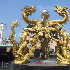 龍戲珠雕塑，銅龍雕塑