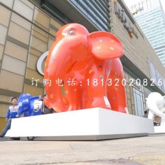 卡通小象雕塑，玻璃鋼商場(chǎng)擺件
