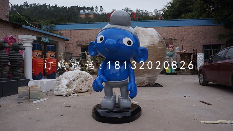 卡通人物雕塑，玻璃鋼藍(lán)精靈