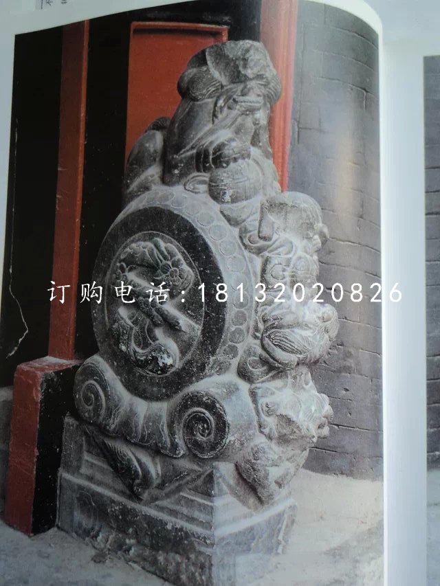 抱鼓石，青石仿古雕塑