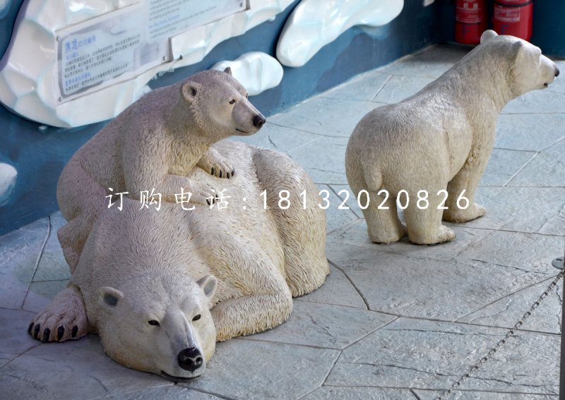 北極熊雕塑，玻璃鋼動物雕塑