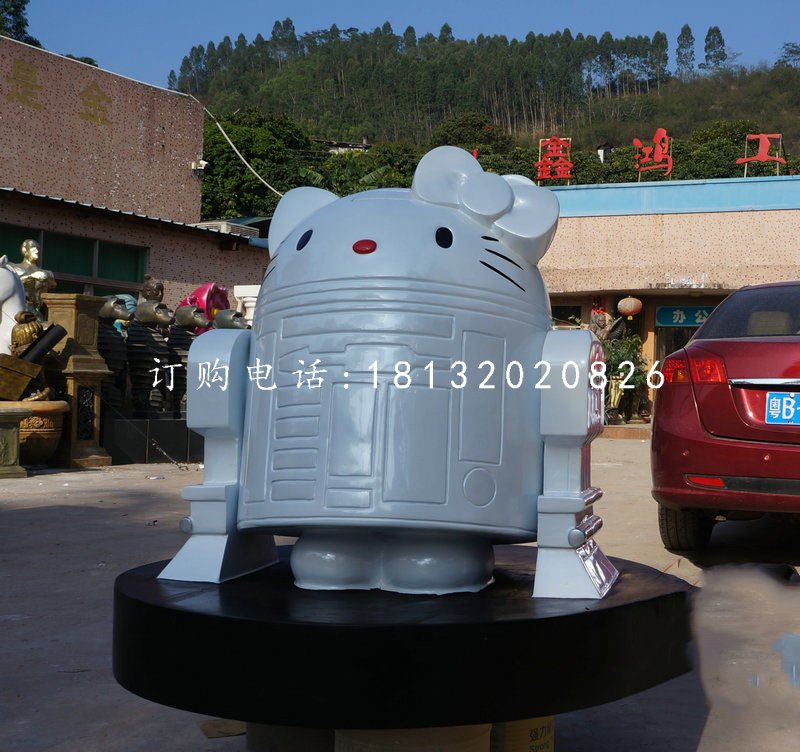 玻璃鋼機器凱蒂貓雕塑，卡通雕塑 