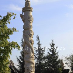 盤龍柱雕塑，石雕柱子