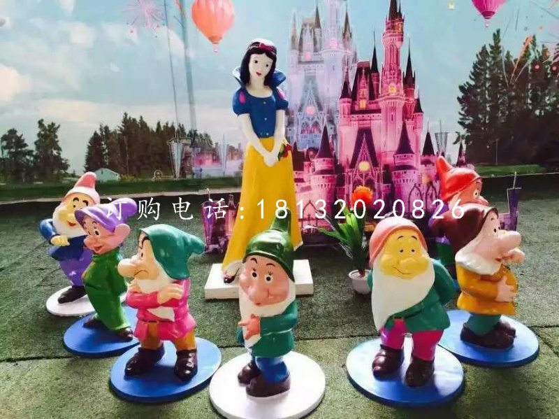 七個小矮人與白雪公主雕塑，卡通人物 (2)