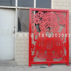 戲曲臉譜雕塑，不銹鋼剪紙雕塑