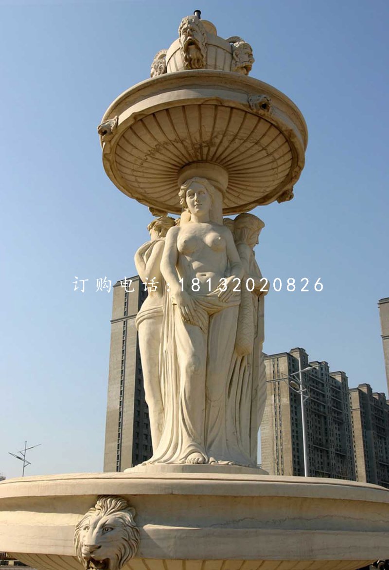 西方人物石噴泉，廣場景觀石雕