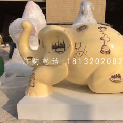 小象雕塑，玻璃鋼彩繪