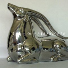 臥著的羚羊雕塑，不銹鋼動物雕塑