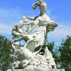 天女散花石雕，公園仙女雕塑